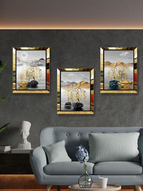 Dekoratif Modern Sanatsal 3 Lü Tablo Seti(Pleksi Çerçeve Seçenekli)