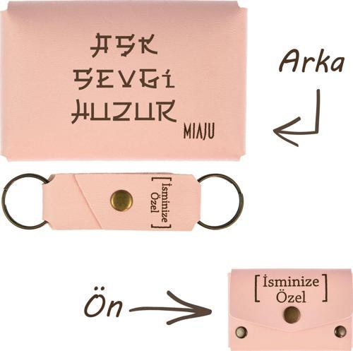 Yavru Ağzı, Aşk Sevgi Huzur Yazılı İsme Özel, Cüzdan Ve Anahtarlık Set, Sevgiliye Hediyelik Set