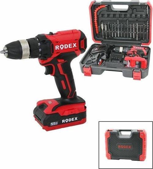 2 KADEME HIZ - VİTES ŞARJLI=ÇİFT BATARYA 17PCS UÇLU MATKAP 0-350 / 0-1350 RPM 21V/2.0A LI-ION RDX-3375A-Findit