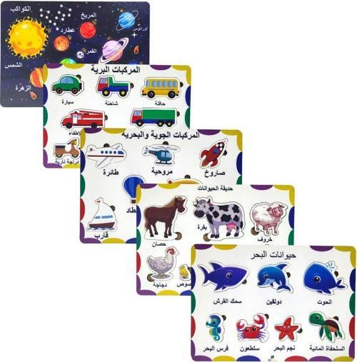 Ahşap Arapça Alfabe Eğitici Öğretici 5 Li Set