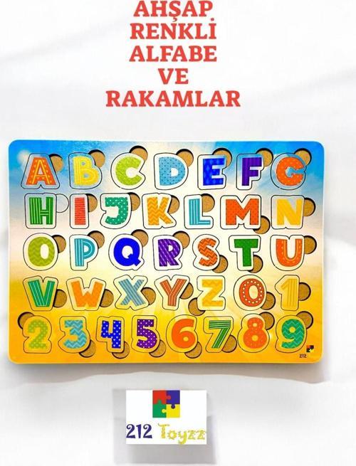 Ahşap Renkli Alfabe Ve Rakamlar  Serisi  Ahşap Eğitici  Büyük Harfler Eğitici Bultak Puzzle