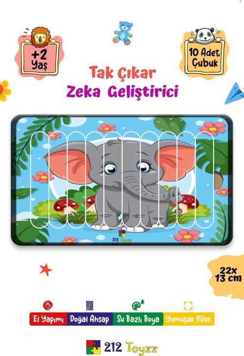Eğitici Öğretici Zeka Geliştirici Sevimli Ahşap Çubuk Puzzle Yap Boz