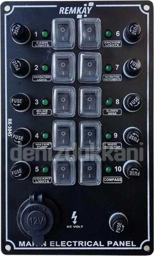 İzoleli Çakmak Soketli Switch Paneli 10lu