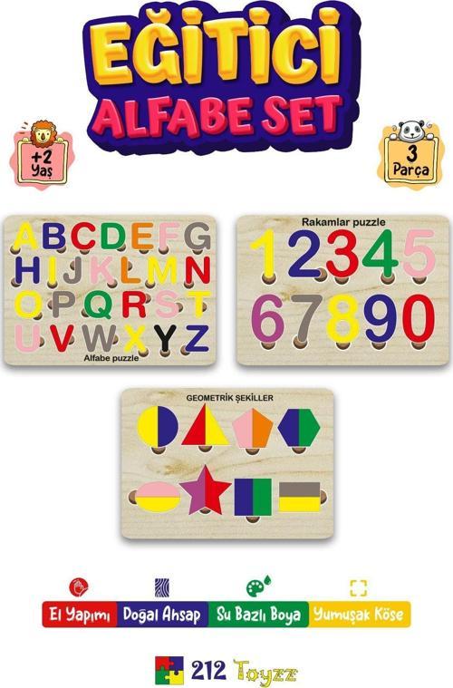 Fx Puzzle Alfabe Set 3'Ü 1 Arada Alfabe-Geometri-Sayılar Sök-Tak Star Collection 210035