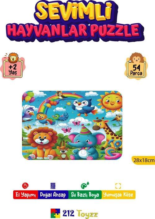 Montessori Ahşap 54 Parça Sevimli Hayvanlar Puzzle