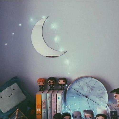 Ahşap Mdf Üzerine Pileksi Ayna Hilal Figür Dekoratif Çocuk Odası Ayna