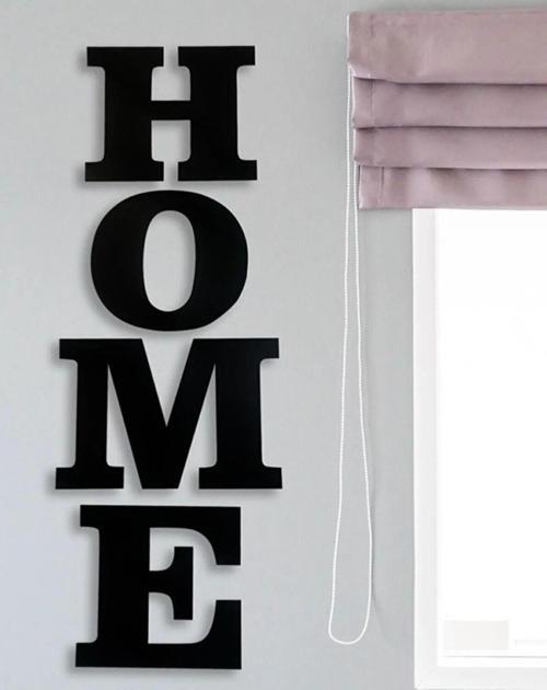 Siyah Ahşap Dekoratif Home Yazısı Şık Duvar Tablo