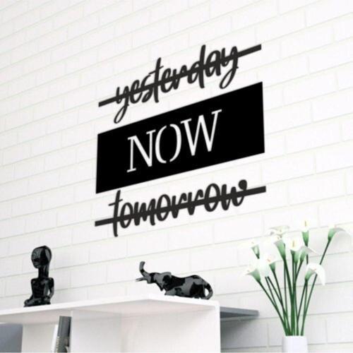Siyah Ahşap Dekoratif Yesterday Now Tomorrow Lazer Kesim Duvar Dekoru Tablo