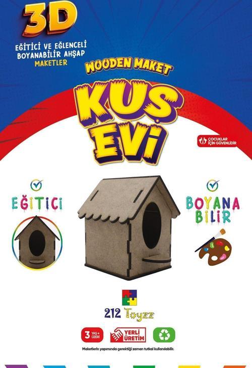 3D Boyanabilir Ahşap Kuş Evi - Çocuklar İçin Eğitici Ve Doğa Dostu Oyuncak