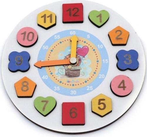 Eğitici Ahşap Geometrik Puzzle Bultak Saat Oyuncak Saat