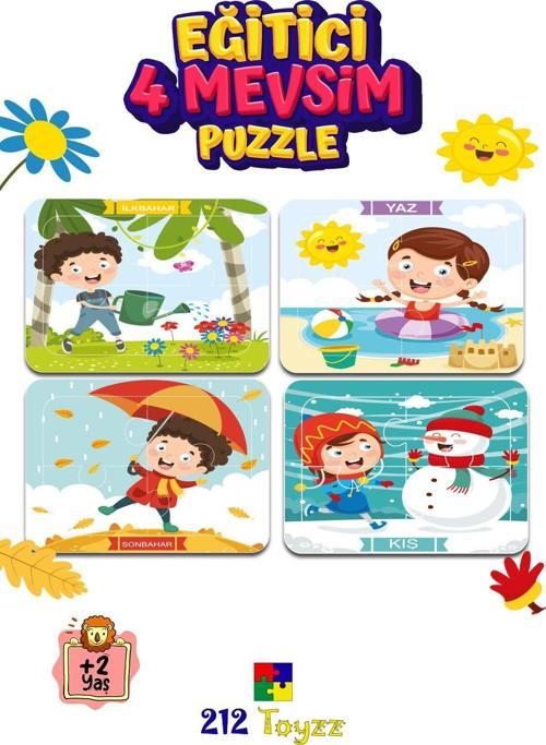 Ahşap Öğretici Eğitici Renkli Sök Tak Renkli 4 Mevsim Puzzle