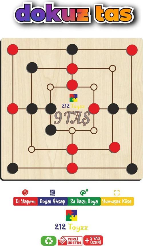 Ahşap 9 Taş Akıl, Zeka Ve Strateji Oyunu (Dokuztaş, Dokuz Taş)