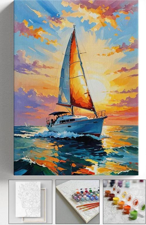 Sayılarla Boyama Seti 40 X 50 Cm Tuval Şasesine Gerili Yelkenli