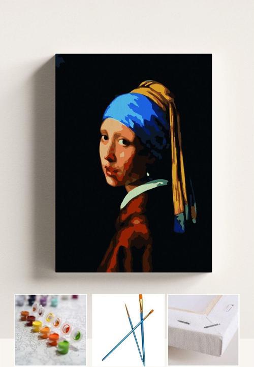 Sayılarla Boyama Seti İnci Küpeli Kız Tablo 40X50Cm