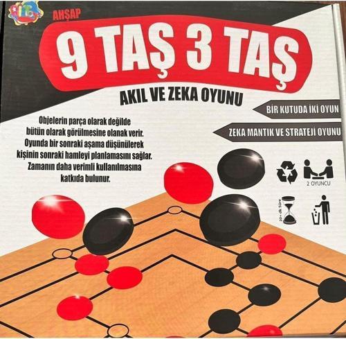 Ahşap 9 Taş 3 Taş Zeka Akıl Mantık Strateji Oyunları 1 Kutu 2Oyun