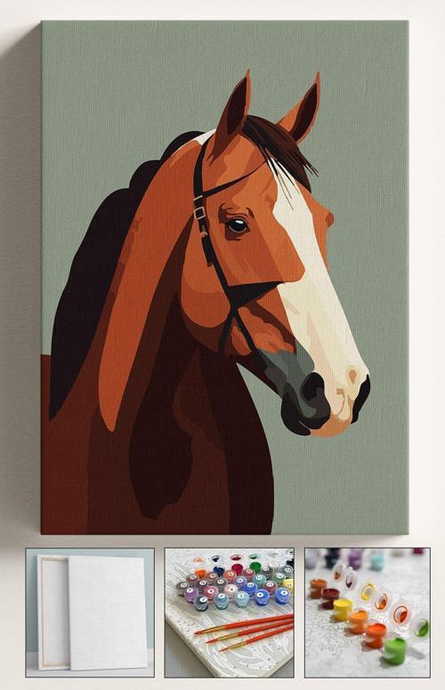 Sayılarla Boyama Seti Numaralı Tuval Fırça Boya At 40X50 Cm
