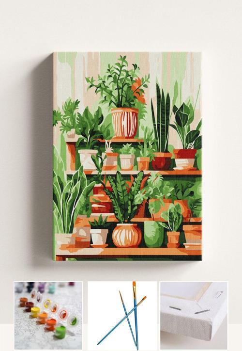 Sayılarla Boyama Seti Numaralı Tuval Fırça Boya Çiçek Rafları 40X50 Cm