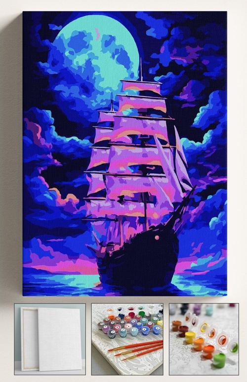 Sayılarla Boyama Seti Numaralı Tuval Fırça Boya Gemi 40X50 Cm