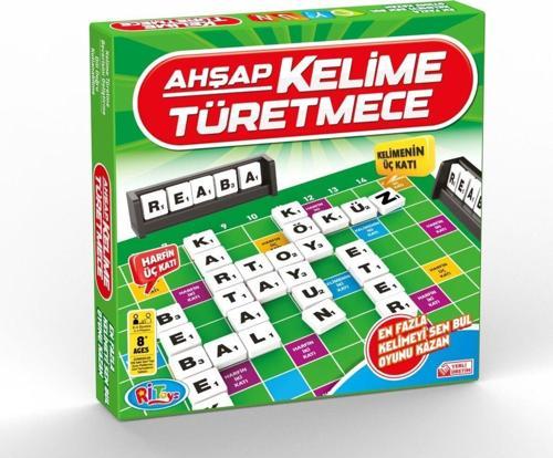 Ahşap Kelime Üretme Türetme Oyunu (Kelime Zeka Akıl Strateji Sözcük Kutu Oyunu, Kelime Avı)