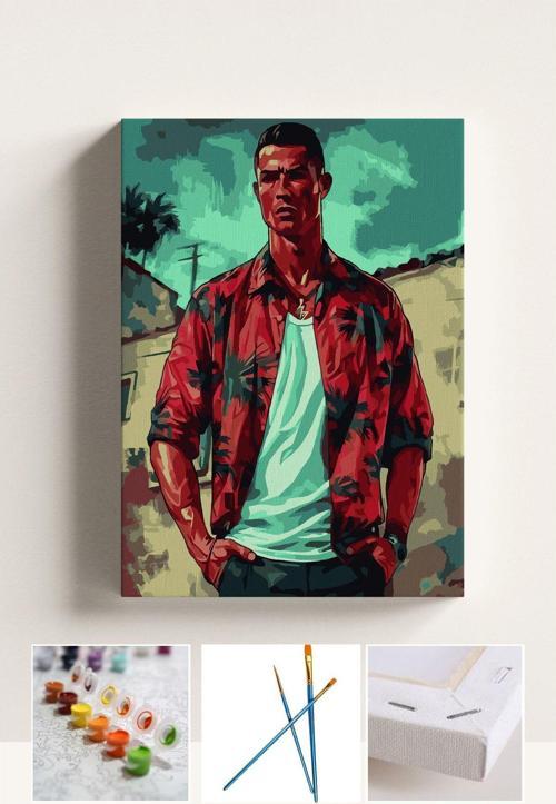 Sayılarla Boyama Seti Numaralı Tuval Fırça Boya Ronaldo 40X50 Cm