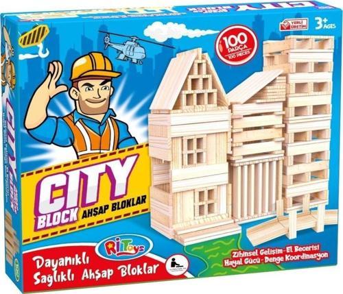 City Blok Ahşap 100 Parça Dayanıklı Sağlıklı Ahşap Bloklar Zeka Akıl Strateji Denge Aile Kutu Oyunu