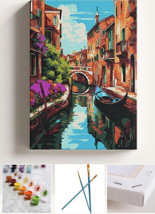 Sayılarla Boyama Seti Numaralı Tuval Fırça Boya Venedik 40X50 Cm