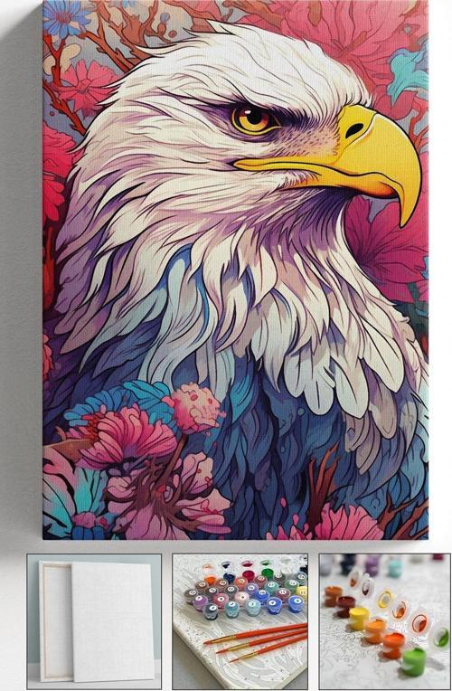 Sayılarla Boyama Tuval Seti Fırça Boya Dahil (Çıtalı) 40X50 Cm - Kartal