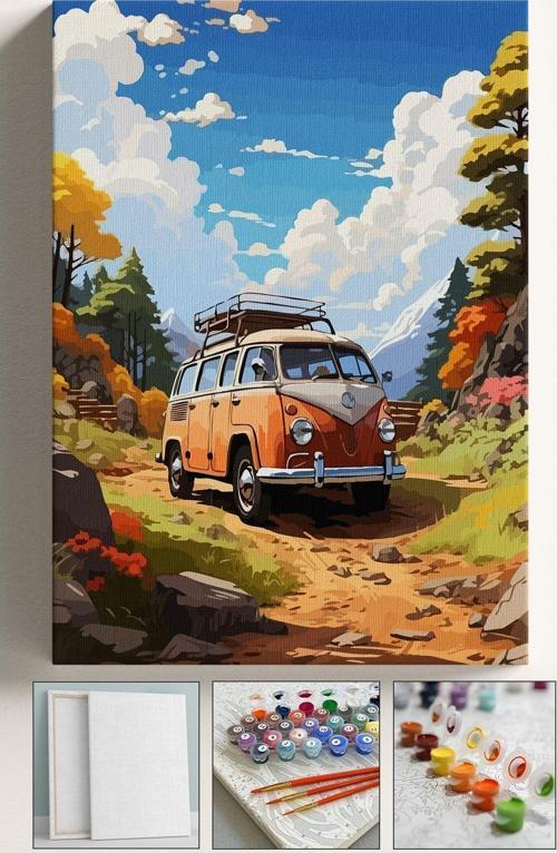 Sayılarla Boyama Tuval Seti Fırça Boya Dahil (Çıtalı) 40X50 Cm - Küçük Vosvos