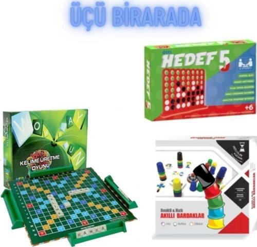 Kelime Üretme + Hedef 5 + Akıllı Renkli Hızlı Bardaklar Üç Oyun Birlikte