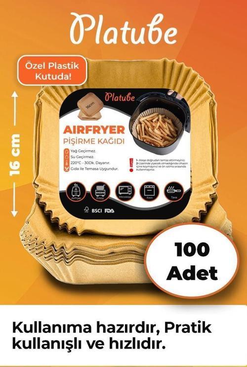 Pisirme Kagidi 100 adet Airfryer Yagli Kagit Xiaomi Philips Air Fryer Tüm Markalara Uyumlu Kare