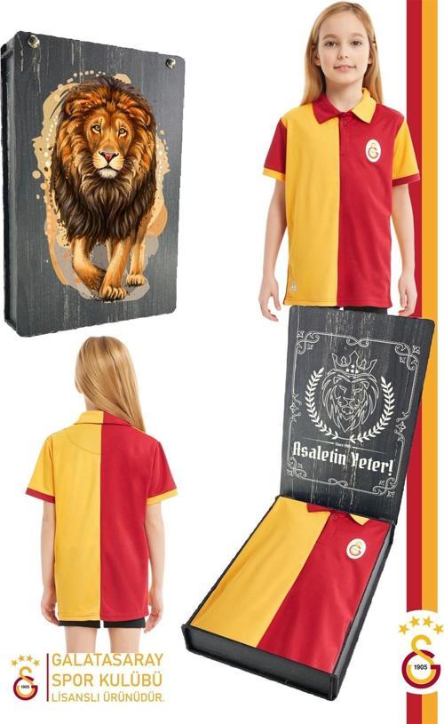 Orijinal Lisanslı Match Day Polo Çocuk T-shirt Gs Aslan Baskılı Hediyelik Ahşap Kutulu