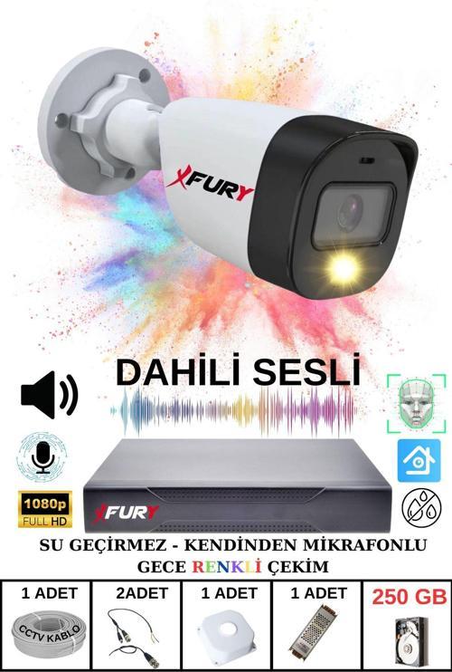 1 li Sesli Gece Renkli Görüş Güvenlik Kamerası Su Geçirmez Güvenlik Kamerası Seti 250GB