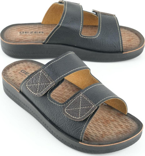 Yazlık Erkek Suni Deri İki Kemer Ayarlanabilir Rahat Taban Günlük Terlik