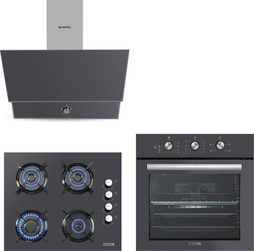 Kristal Antrasit ( Gri ) Cam Ankastre Set
