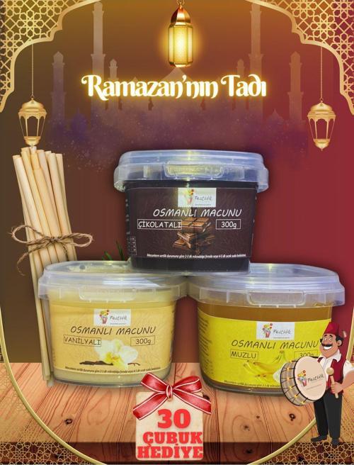 Hazır Osmanlı Macunu Seti - 30 Adet Macun Çubuğu 3 Çeşit 300Gr.
