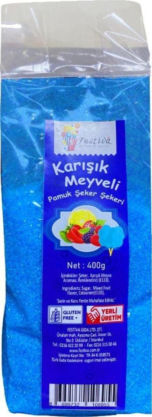 Mavi Renkli Pamuk Şeker Toz Şekeri 400 Gr