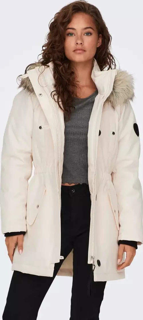 Kadın Kapüşonlu Ekru Parka Mont - 15304625