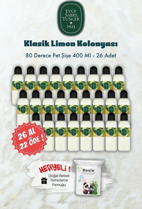 26 AL 22 ÖDE 400 ML 80 Derece Klasik Limon Kolonyası ve ROSIE Hediye