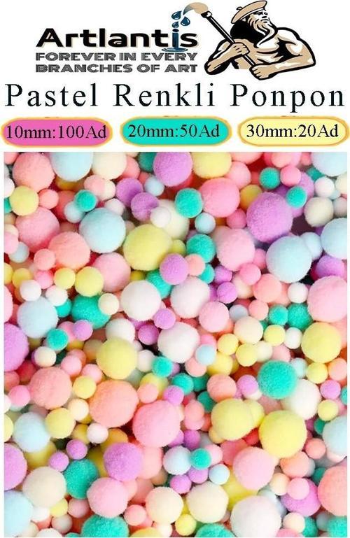 Pastel Renkli Pon Pon 10 20 30 mm 170 li 1 Paket Peluş Ponpon Tüylü Ponpon Okul Öncesi Kreş El İşi Hobi Elişi