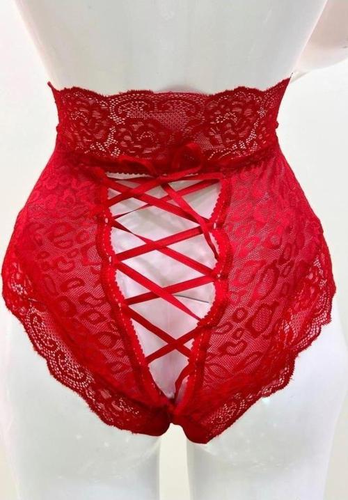 Bayan Kırmızı Dantelli Yüksek Bel Külot Venüs K1011