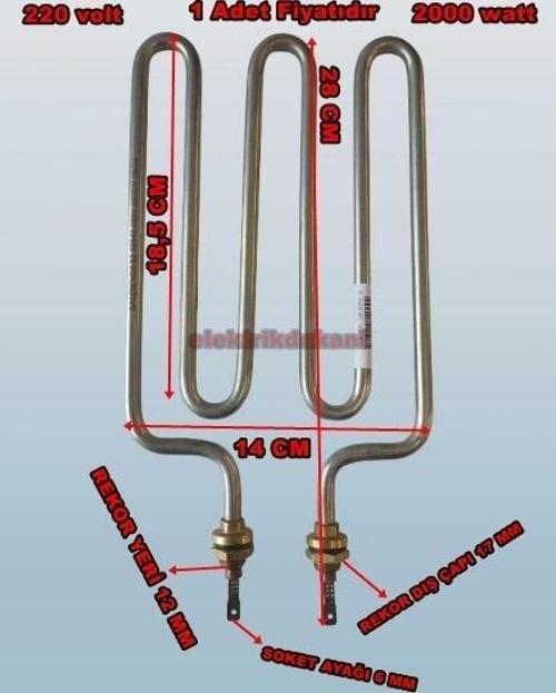 Düz M Tip 2000w Semaver Çaymatik Çay Kazanı Rezistansı 220V 8.5 ? Cr-Ni
