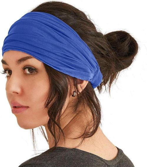 Paraşüt Bandana Sade Düz Renk Pamuklu Kumaş Lastikli Mavi