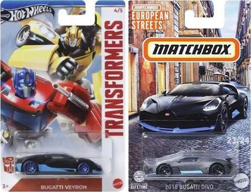 2 Araç Bugatti Set - Hot Wheels Bugatti Veyron & Matchbox Bugatti Divo (1/64)