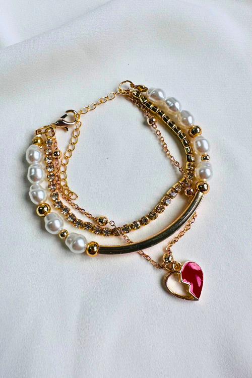 ÇOKLU MİNELİ KALP İNCİ  BİLEKLİK