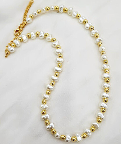 BAROK İNCİ GOLD TOP KOLYE