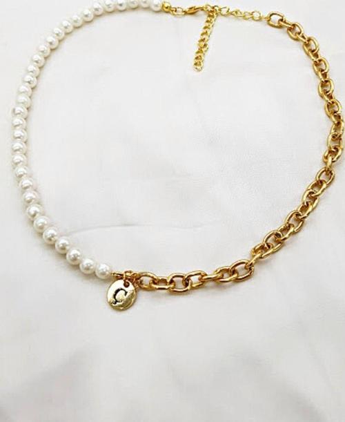 Ç İNCİLİ ZİNCİR HARF TARZ KOLYE