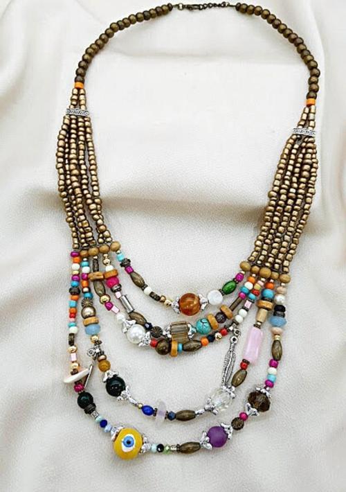 ETNİK BOHEM BONCUKLU ÇOKLU TASARIM KOLYE