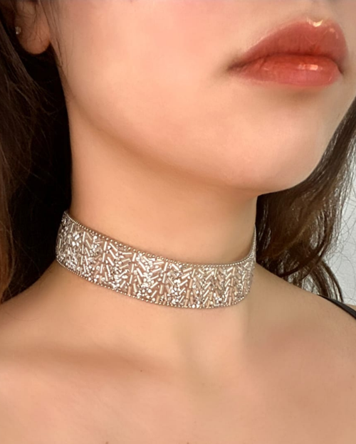 FULL KRİSTAL TAŞLI İŞLEME CHOKER TASMA KOLYE