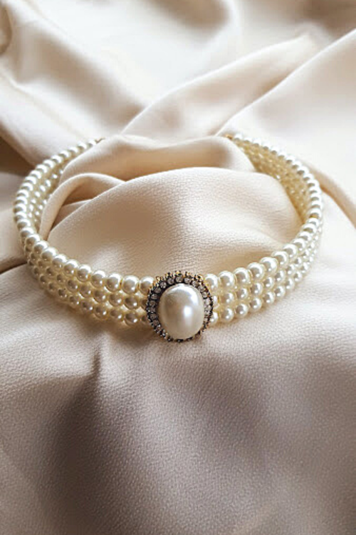 İNCİLİ CHOKER TASMA KOLYE GOLD