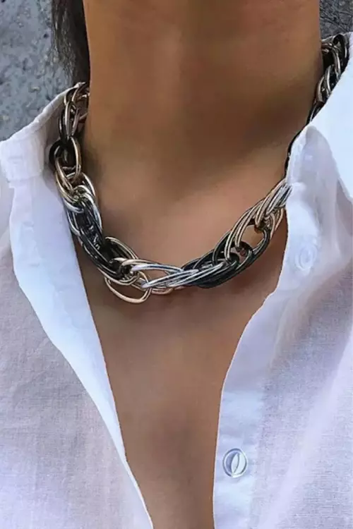 KADIN TARZ 3 RENK ZİNCİR KOLYE